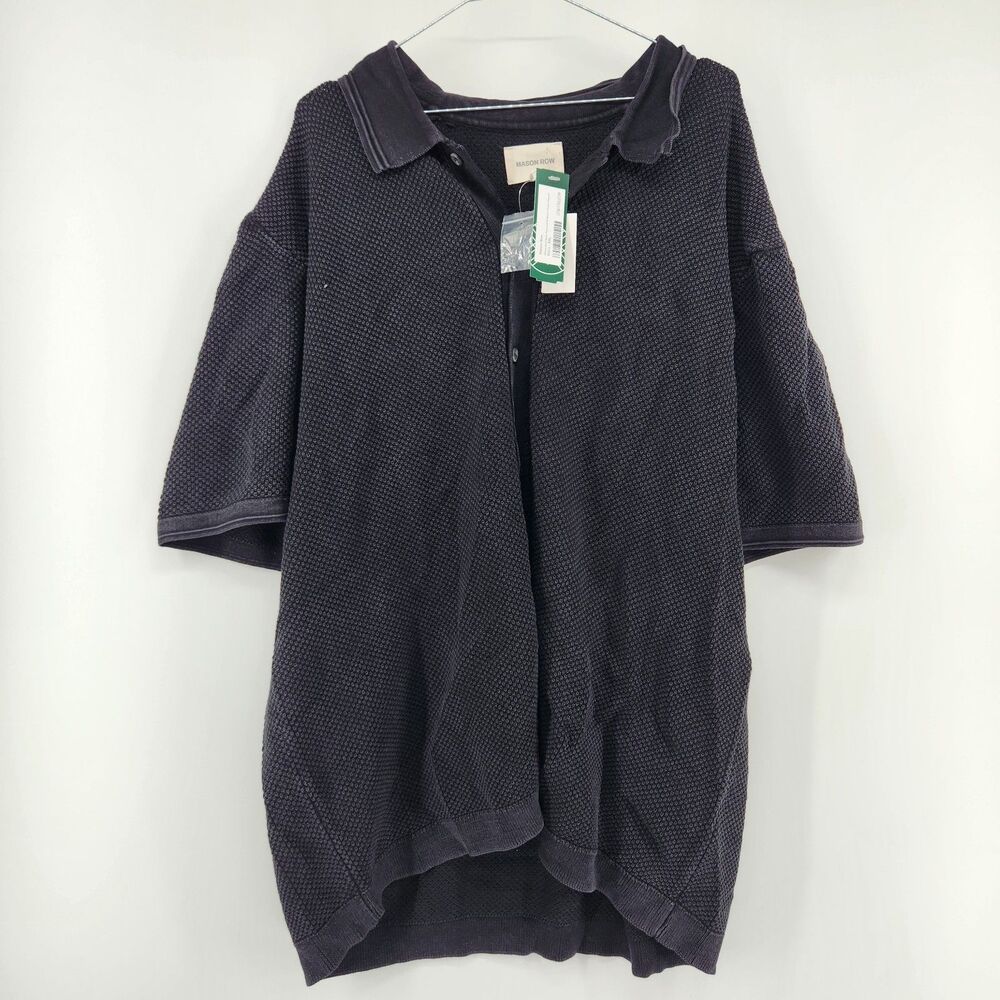 Mason Row Stitch Fix Men’s Black XXL Acid Wash Textured Button Down Sweater